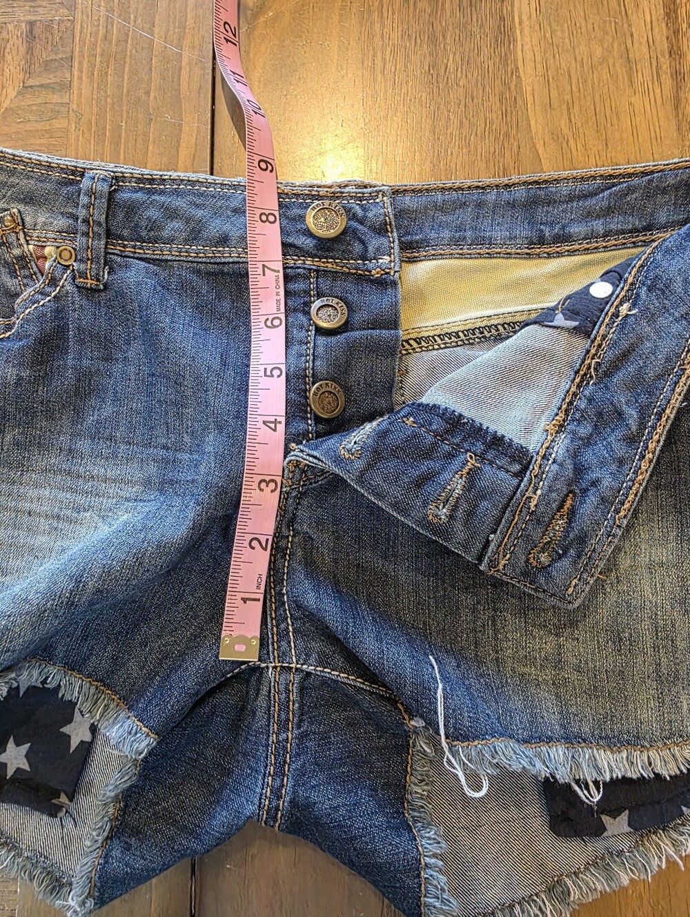 American Flag Jean Shorts Sz 15 America Flag Stars Stripes Patriotic USA Set 2 - Picture 4 of 13